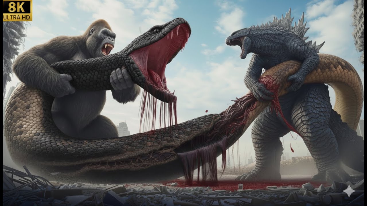 King Kong And Godzilla vs. Giant Anaconda Snakes: Serpent Invasion On Skull Island