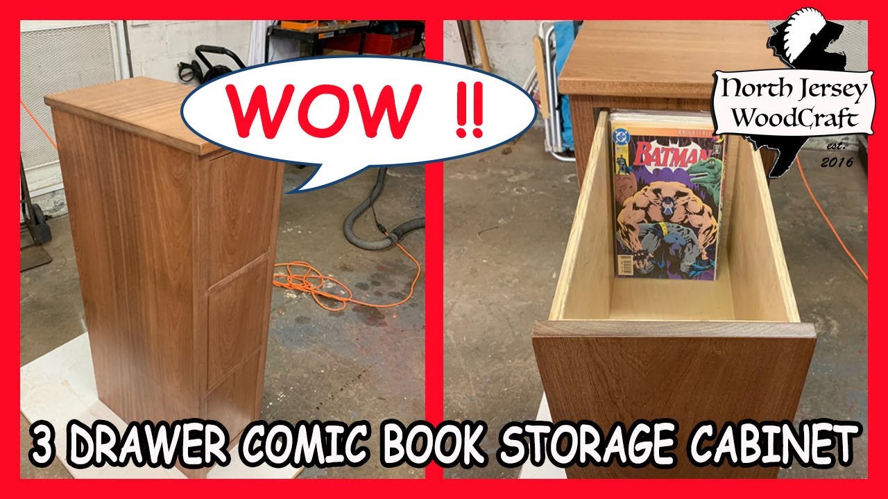 COMIC BOOK STORAGE CABINET WITH 3 DRAWERS