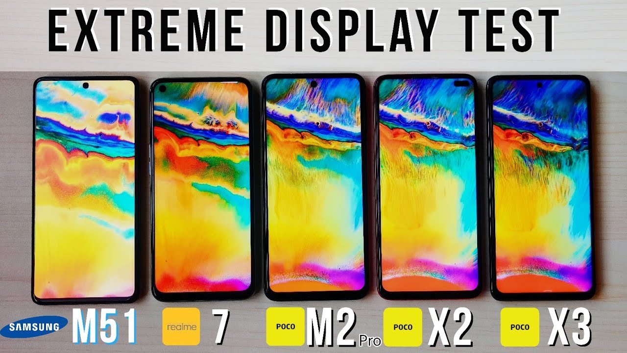 Realme 7 vs Poco M2 Pro Vs Poco X3 Vs Poco X2 Vs Samsung M51 - EXTREME DISPLAY TEST 🔥🔥🔥