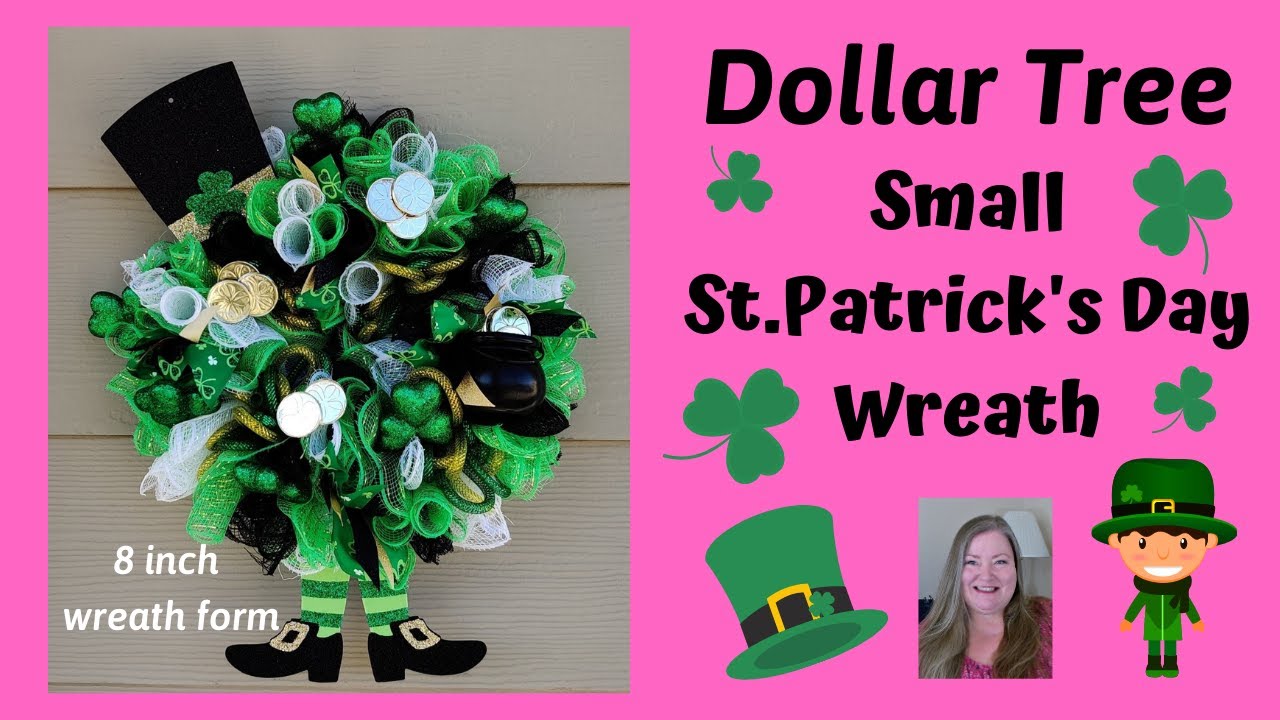 Small St. Patrick's Day Wreath~Dollar Tree St. Patrick's Day DIY~How to Make a Cruffle Method Wreath