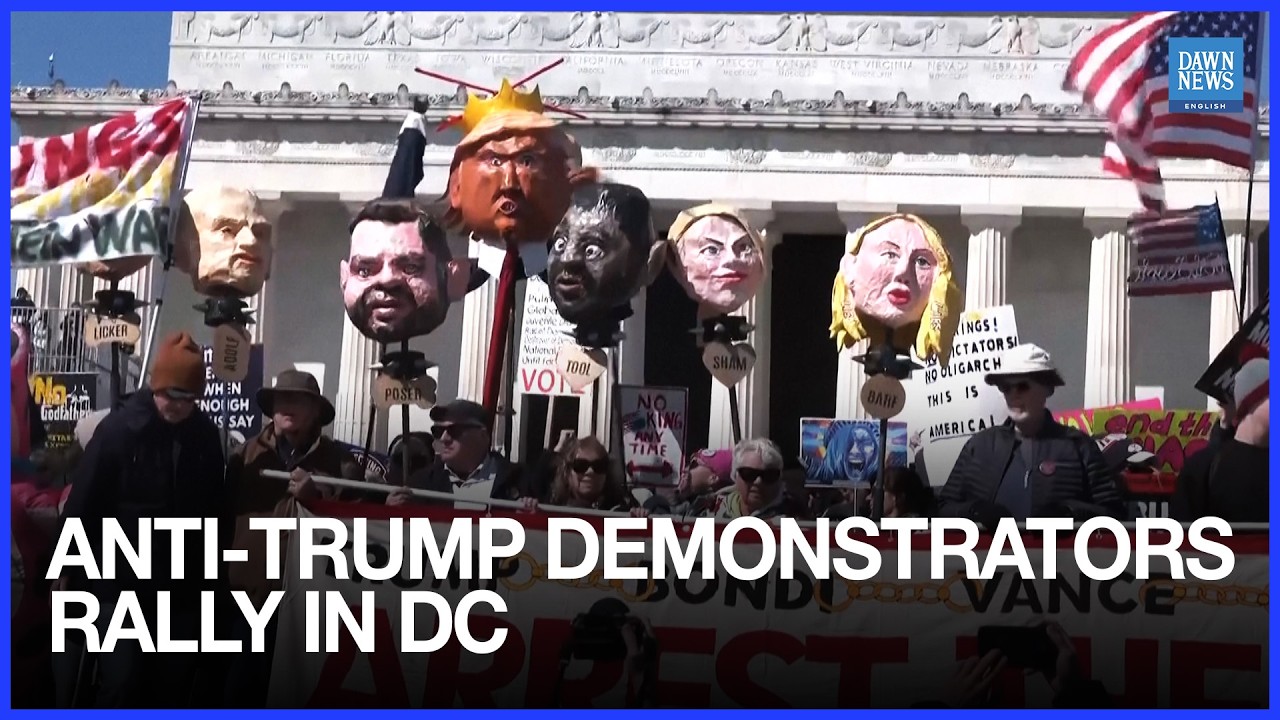 &ldquo;Arrest Them All!&rdquo; Anti-Trump &lsquo;No Kings&rsquo; Protesters Chant During DC March | Dawn News English