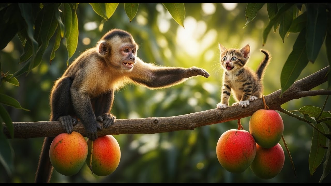 Monkey NaNa’s Mango Picking Adventure Turns Heroic — Kitten Saved!