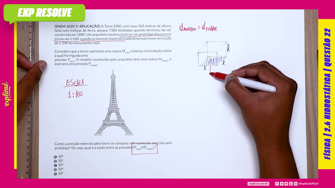 A TORRE EIFFEL, COM SEUS 324 METROS DE ALTURA, FEITA COM TRELIÇAS DE FERRO, (...) | HIDROSTÁTICA