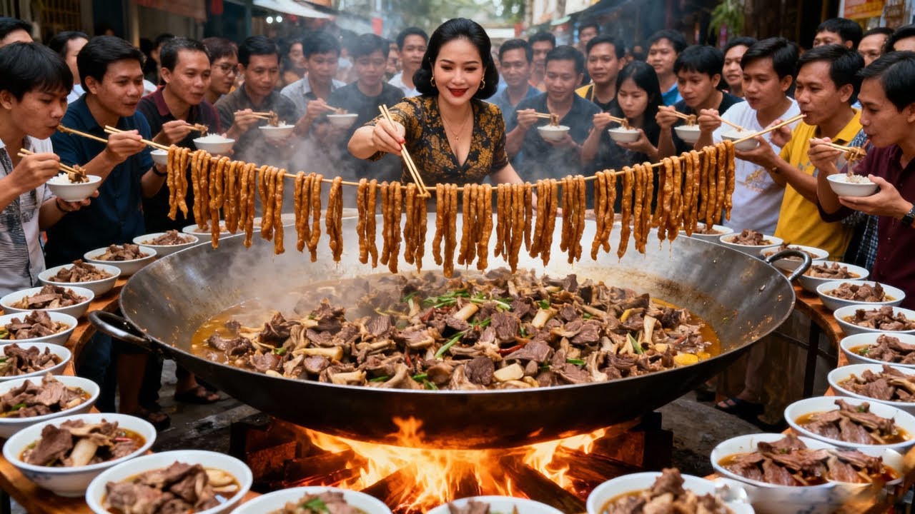 Chị gái Vũ Hán xào nội tạng bò, 31 năm thống lĩnh một con phố, tự tuyên rằng toàn bộ đều là hàng tươ