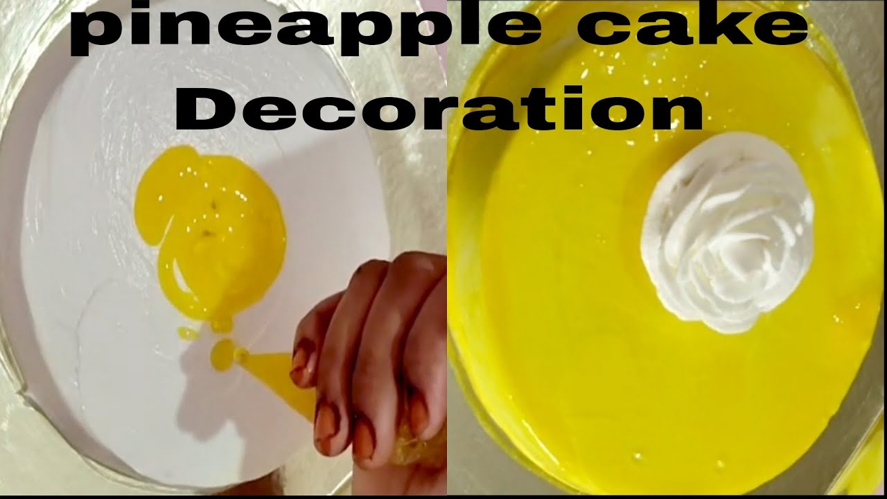 Pineapple Cake easy Decoration. neutral gel cake par kaise use kare ? pineapple flavour ke sath .