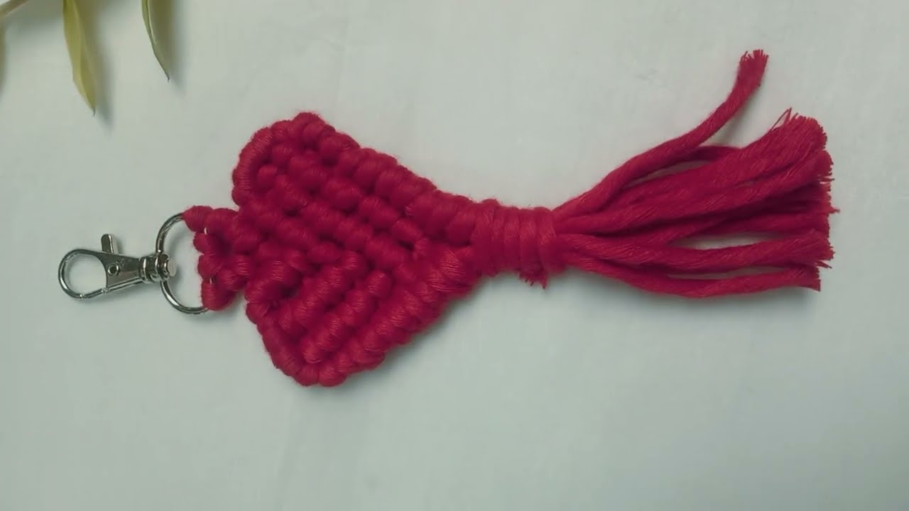 Handmade Macrame Heart ❤️ 💜 Keychain 