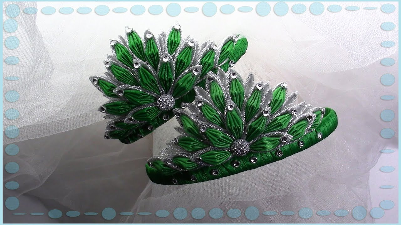 Новогодняя корона.Канзаши.МК.Изумрудная корона.\ New Year's crown.Kanzashi.MK.Emerald crown.