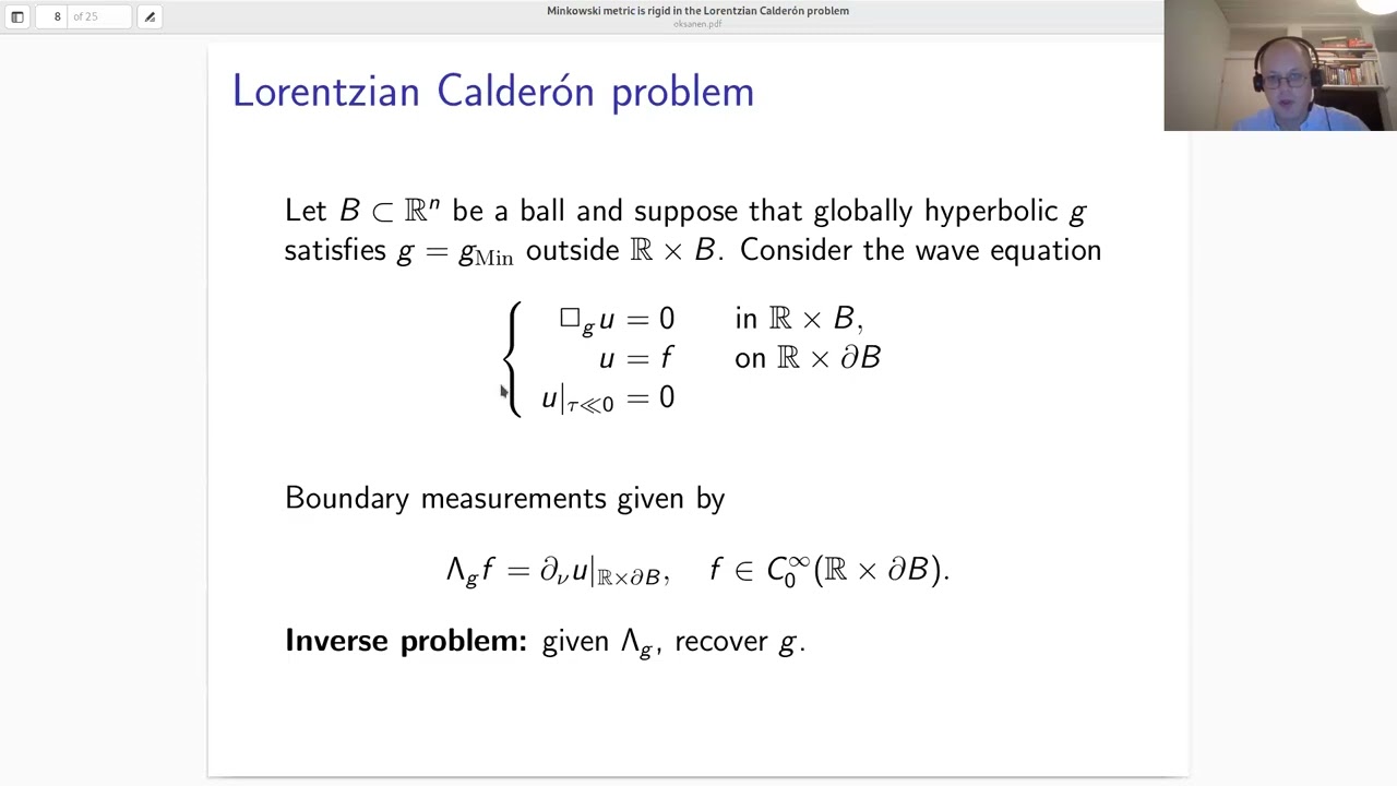 International Zoom Inverse Problems Seminar, Oct 23, 2025, Lauri Oksanen (University of Helsinki)