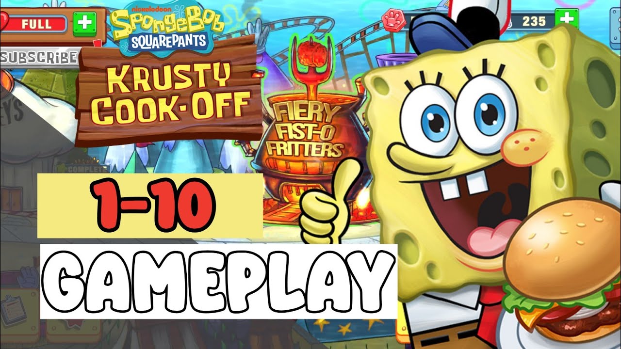 FIERY FIST 'O FRITTERS GLOVE WORLD Level 1-10 - SpongeBob: Krusty Cook-Off - Gameplay Walkthrough