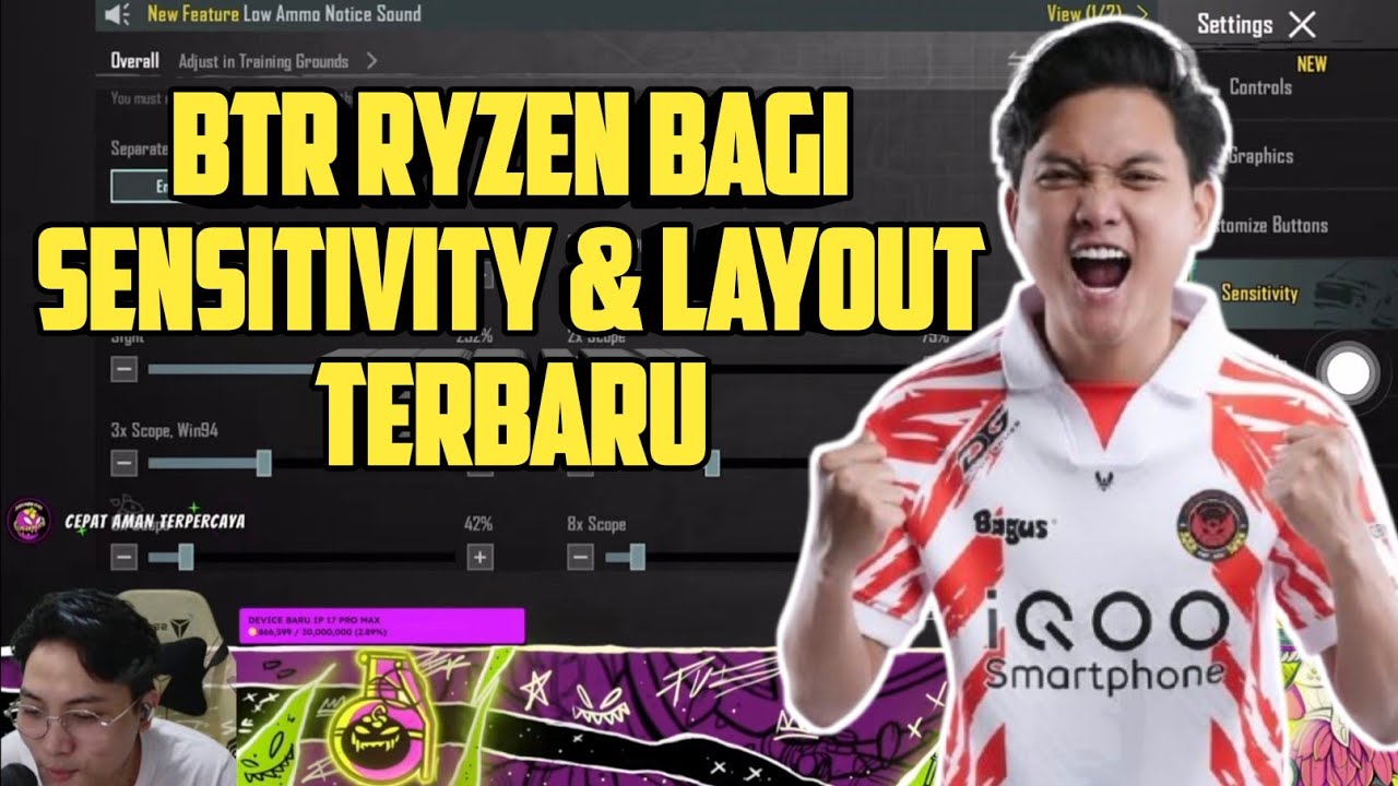 BTR RYZEN BAGI SENSITIVITY & KODE LAYOUT TERBARU - PUBG MOBILE