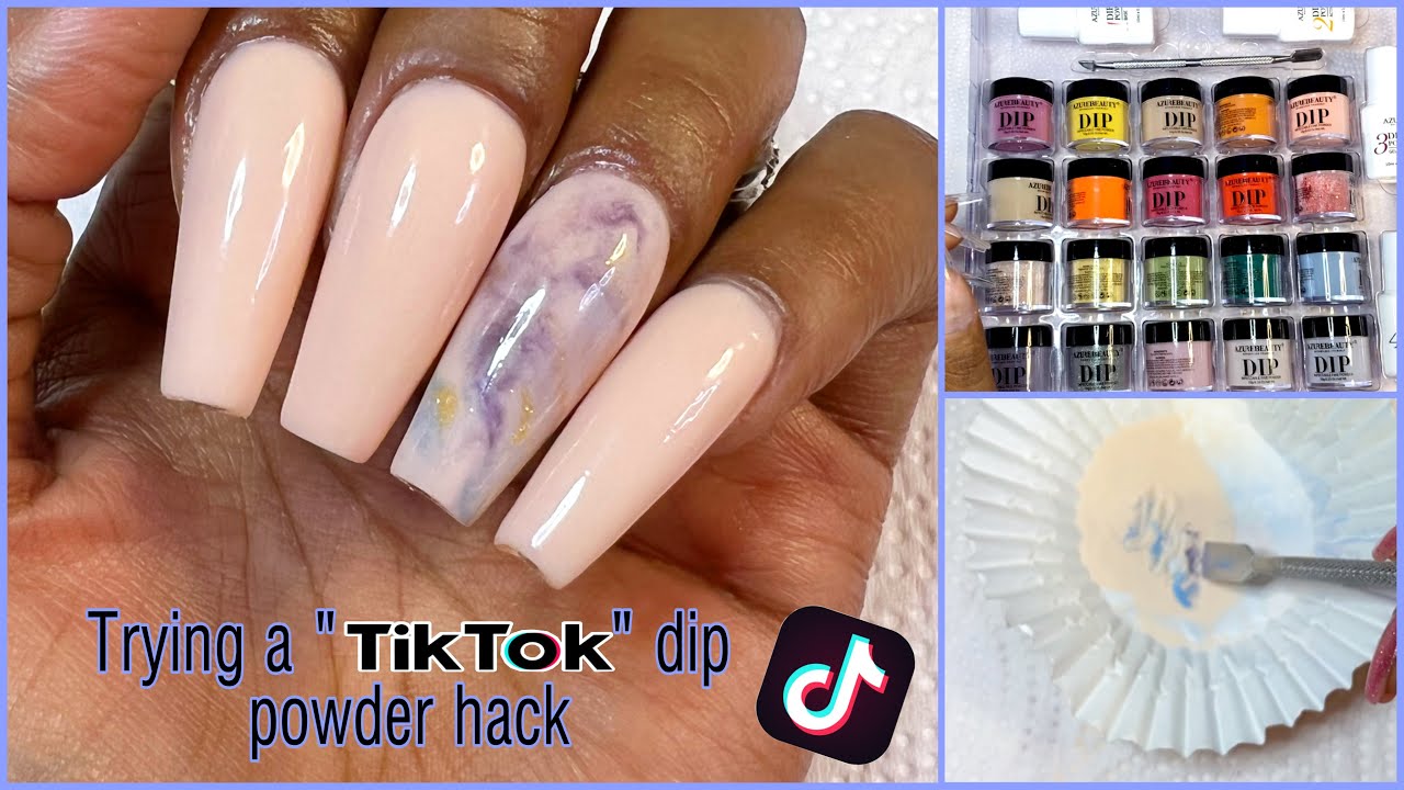 Testing a TikTok nail hack | marble dip powder nails | azure beauty