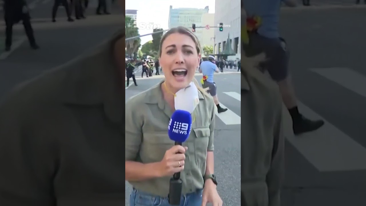 Moment LA cops shoot TV reporter with rubber bullet as photographer injured #losangeles #protest