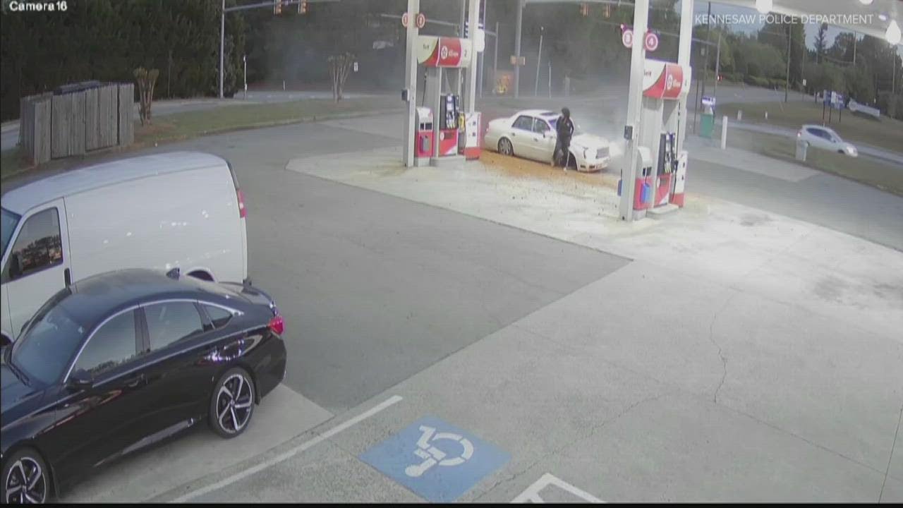 Man 'tripping' on shrooms arrested after car goes airborne by Kennesaw gas station, police say