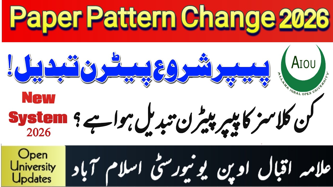 Aiou Spring 2026 Paper Pattern Change | Papers Start 2026 | Open University Updates