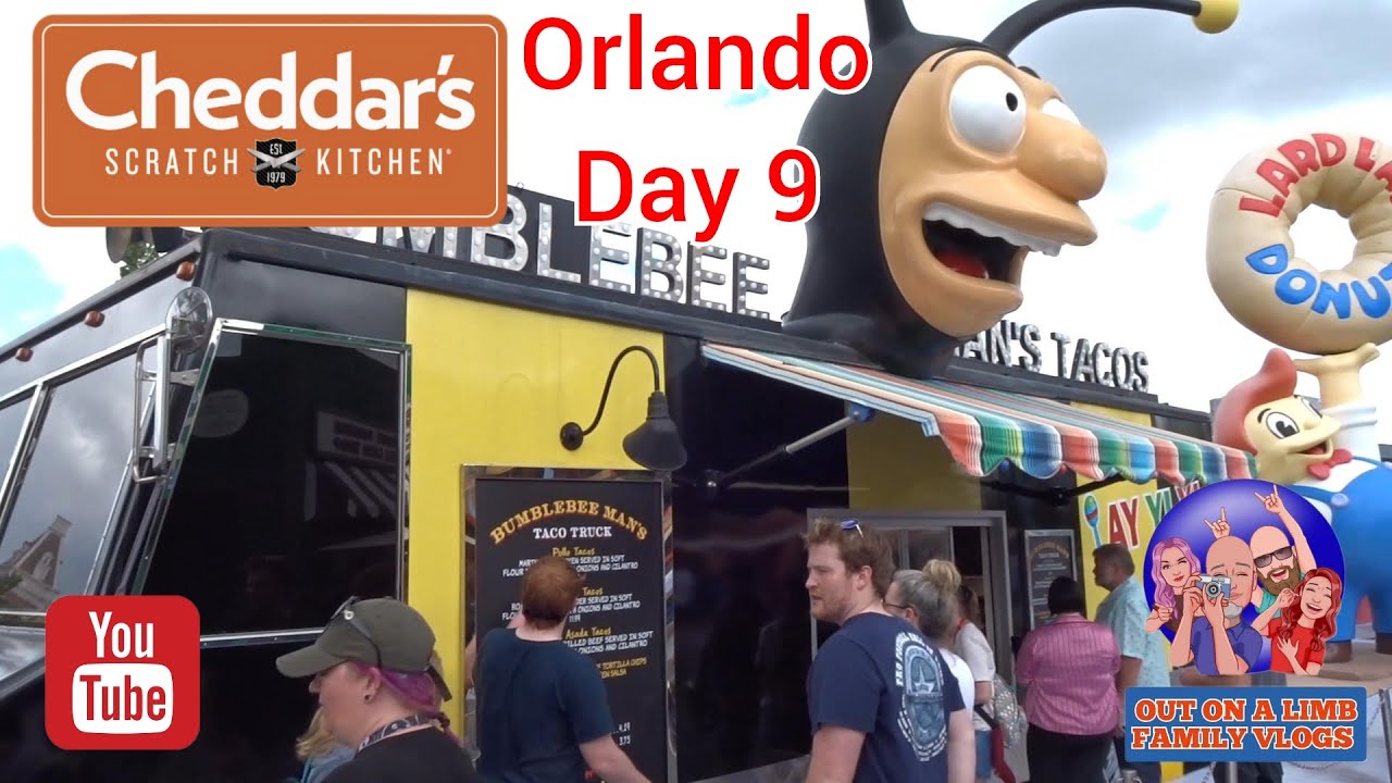 Orlando Florida Cheddars Scratch Kitchen Bumblebee Mans Tacos Universal Studios Day 9 May 2023