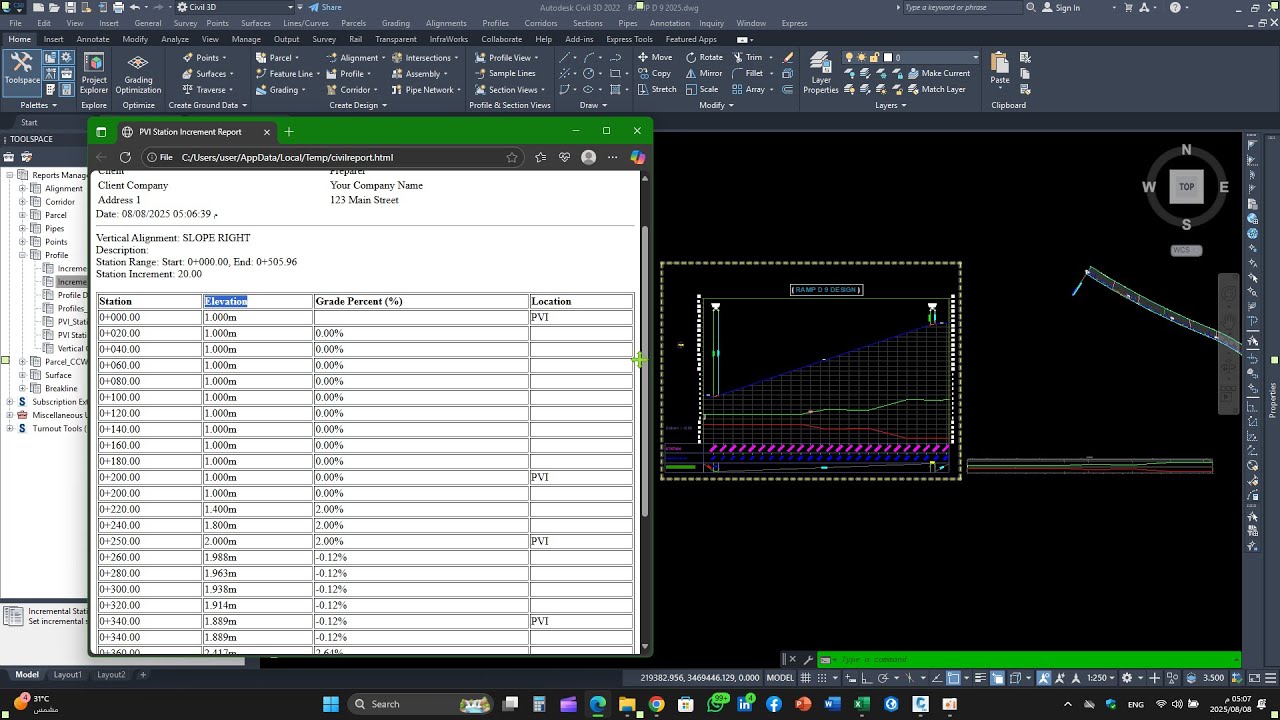 أدق طريقة استخراج الميول العرضية للطريق في حالة وجود سوبر ايليفجن | Civil 3D Extracting Slope