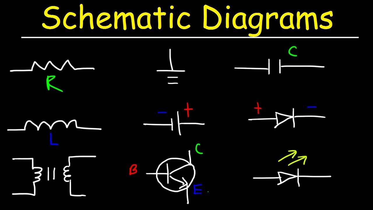 Schematic Diagrams & Symbols, Electrical Circuits - Resistors, Capacitors, Inductors, Diodes, & LEDs