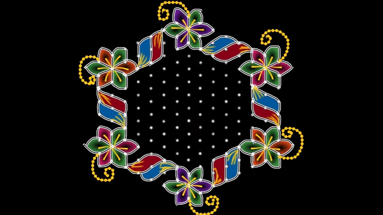 15*8 dots Ugadi Special Rangoli/Festival rangoli/Easy kolam/Simple Chukkala Muggulu/Sankranti Kolam 