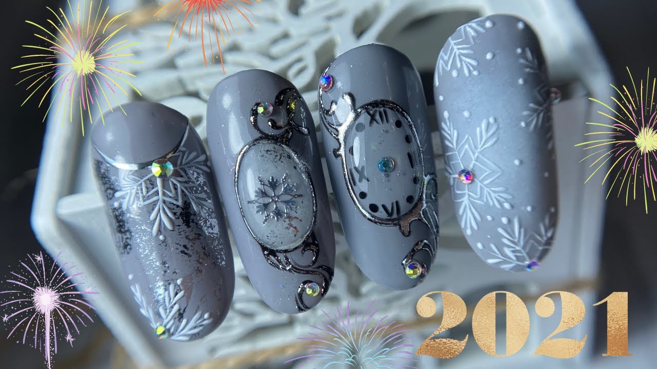 New Year Nail Art|Happy New Year Nail Art|Новогодний Дизайн Ногтей| Snowflakes Nail Art