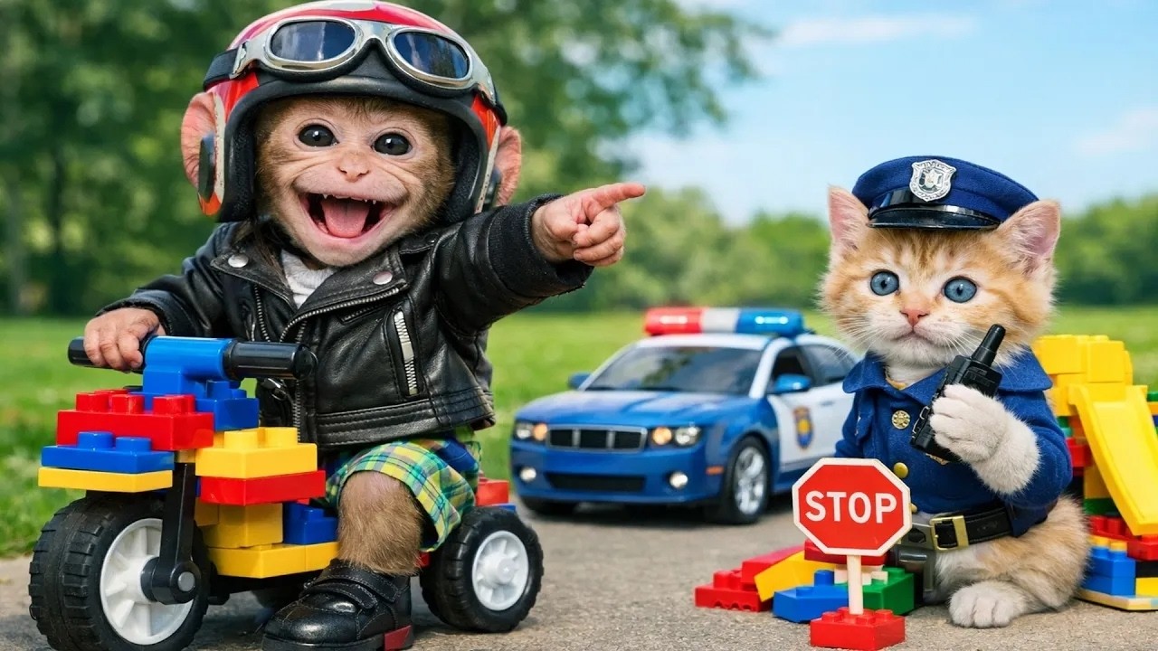 Baby Bobo Enjoy colorful ice cream with your friend in an ice cream truck | Bobo Monkey Family