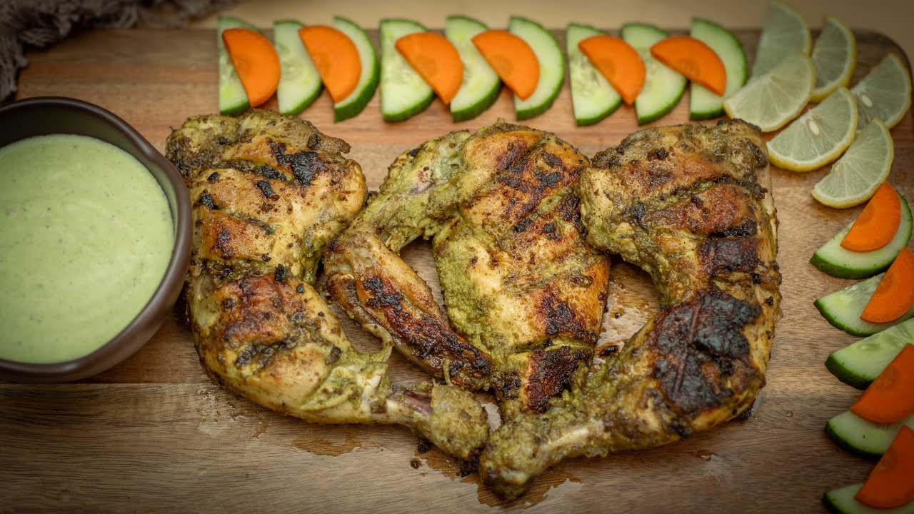 Grilled Green Chicken Recipe | Chicken Charcoal | PepperCrush |