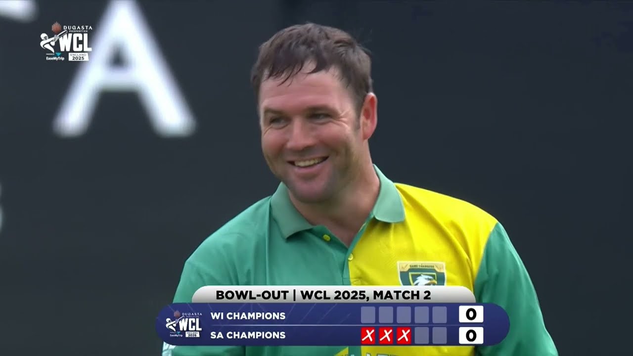 Thrilling Bowl-out 💥In WCL 2025 | SA Vs WI Champions | Super Over World Championship of Legends