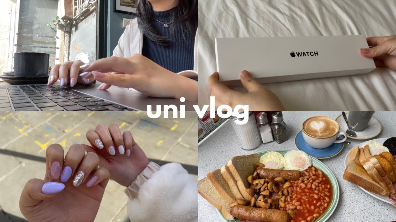 uni vlog | apple watch unboxing, cafe study, getting my nails done
