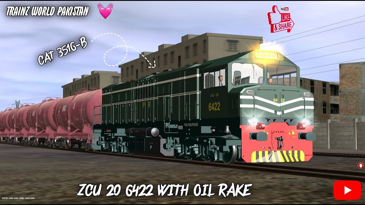 ZCU 20 6422 IN TRAINZ 12 WITH OIL RAKE #pakistanrailway #korail #trainzsimulator