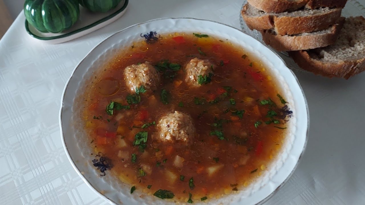 Ciorbă cu perișoare de ciuperci , fără ouă si gluten 307 #otiliadumitrescu #vegan