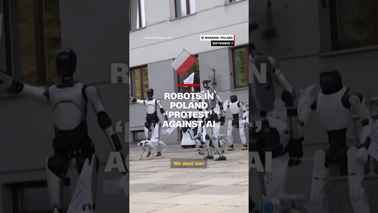 Robots in Poland &lsquo;protest&rsquo; against AI