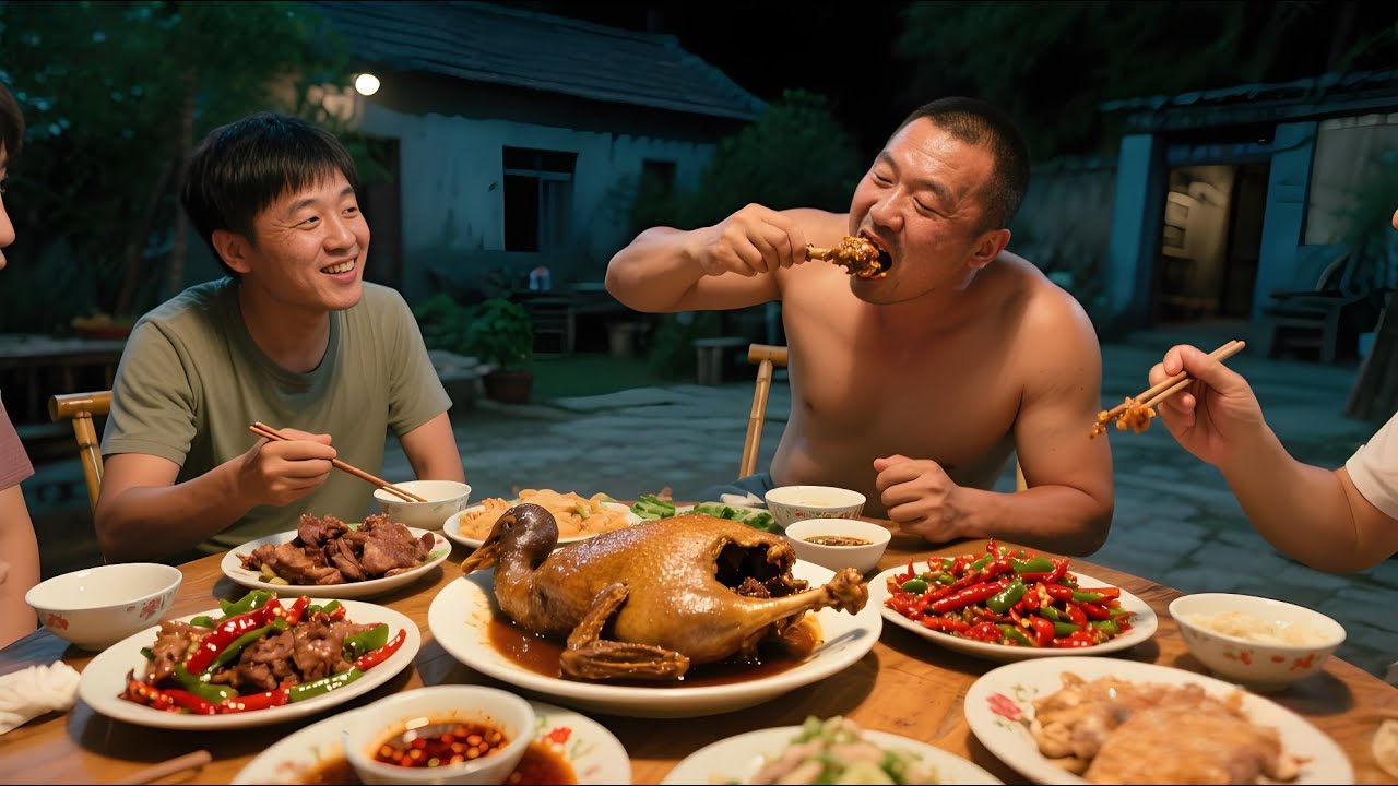 农家小院的治愈食刻，狂炫鹅腿，大口吃肉，香到屏幕外流口水！【孤独的美食咖】