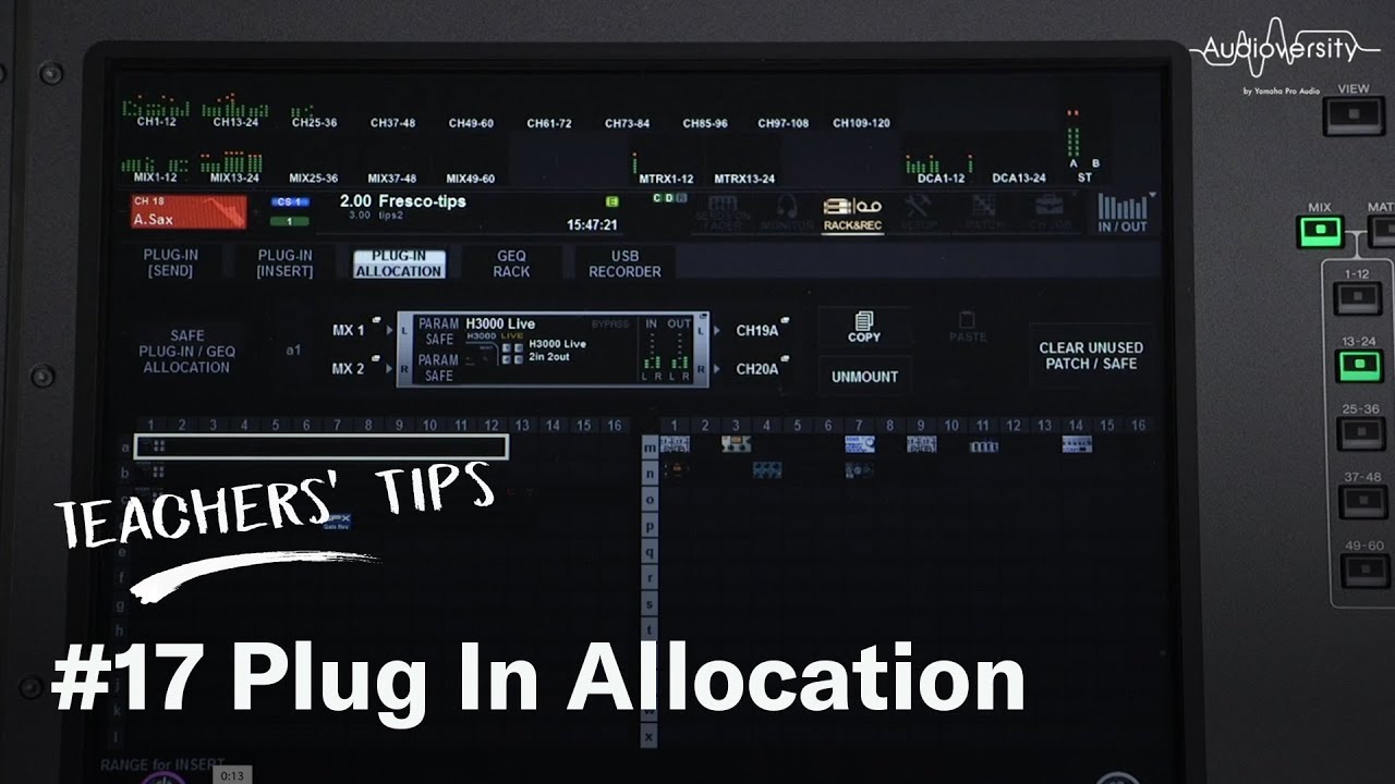Teachers&rsquo; Tips #17 Plug In Allocation (RIVAGE PM)