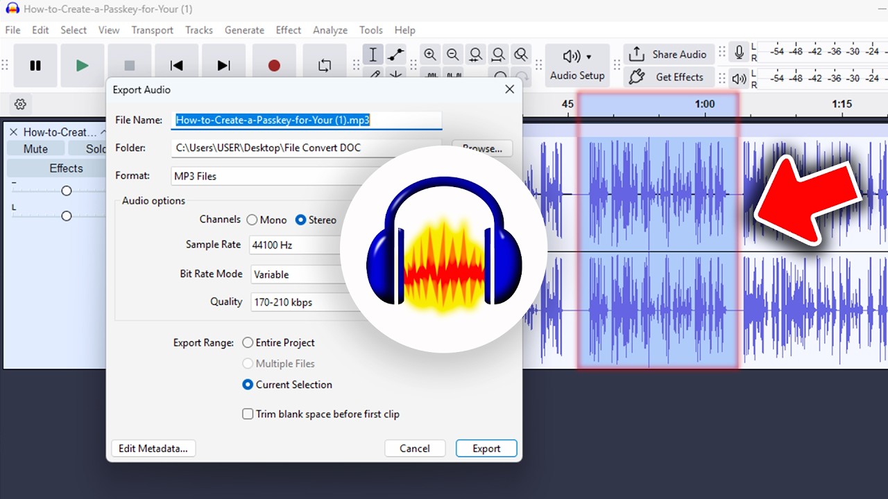Audacity Tutorial | Export Selected Audio as MP3, WAV, or Other Formats
