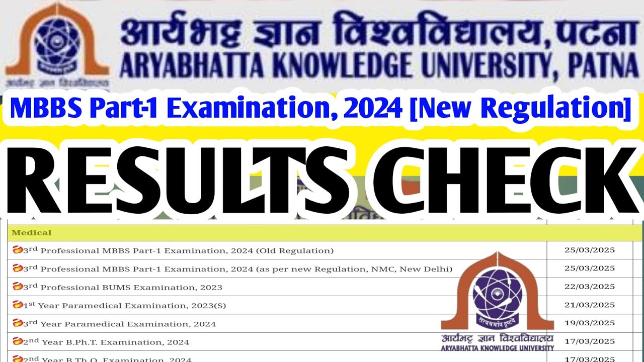 MBBS RESULTS AKU PATNA//2025//PART-1 CHECK NOW AVAILABLE #AKUPATNA #mbbs @akupatna4291 #results