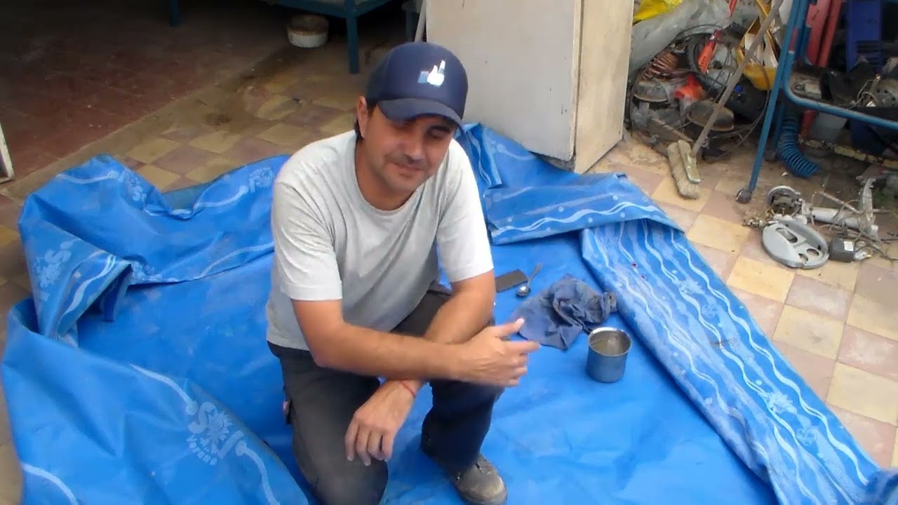 cómo reparar pileta de lona pinchada, pierde agua en varios agujeros