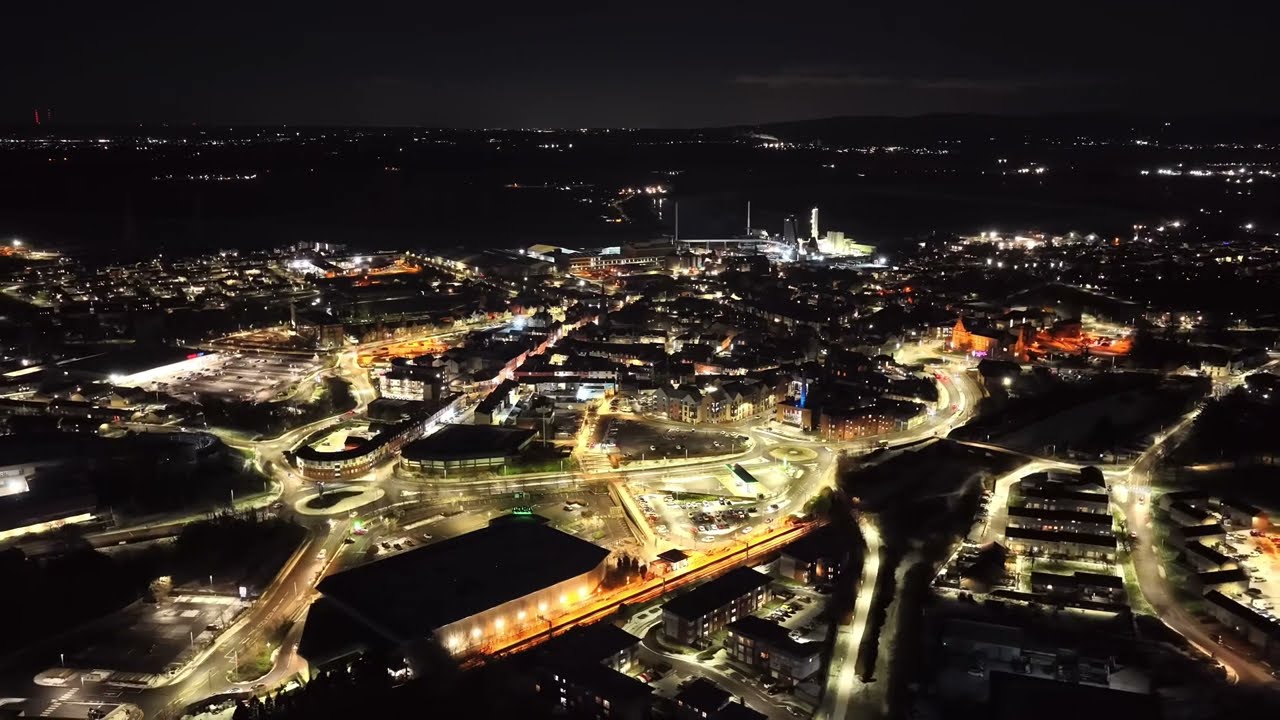 DJI Mavic 4 Pro Drone Night Shots of Alloa & Alloa Glassworks