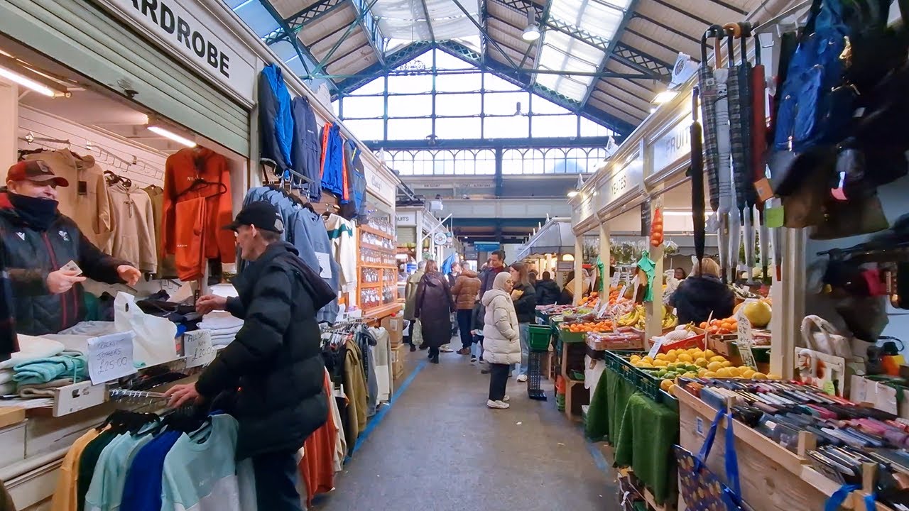 Walking Inside Cardiff Market | Cardiff Market Walking Tour 4K | WALES, UK 🇬🇧