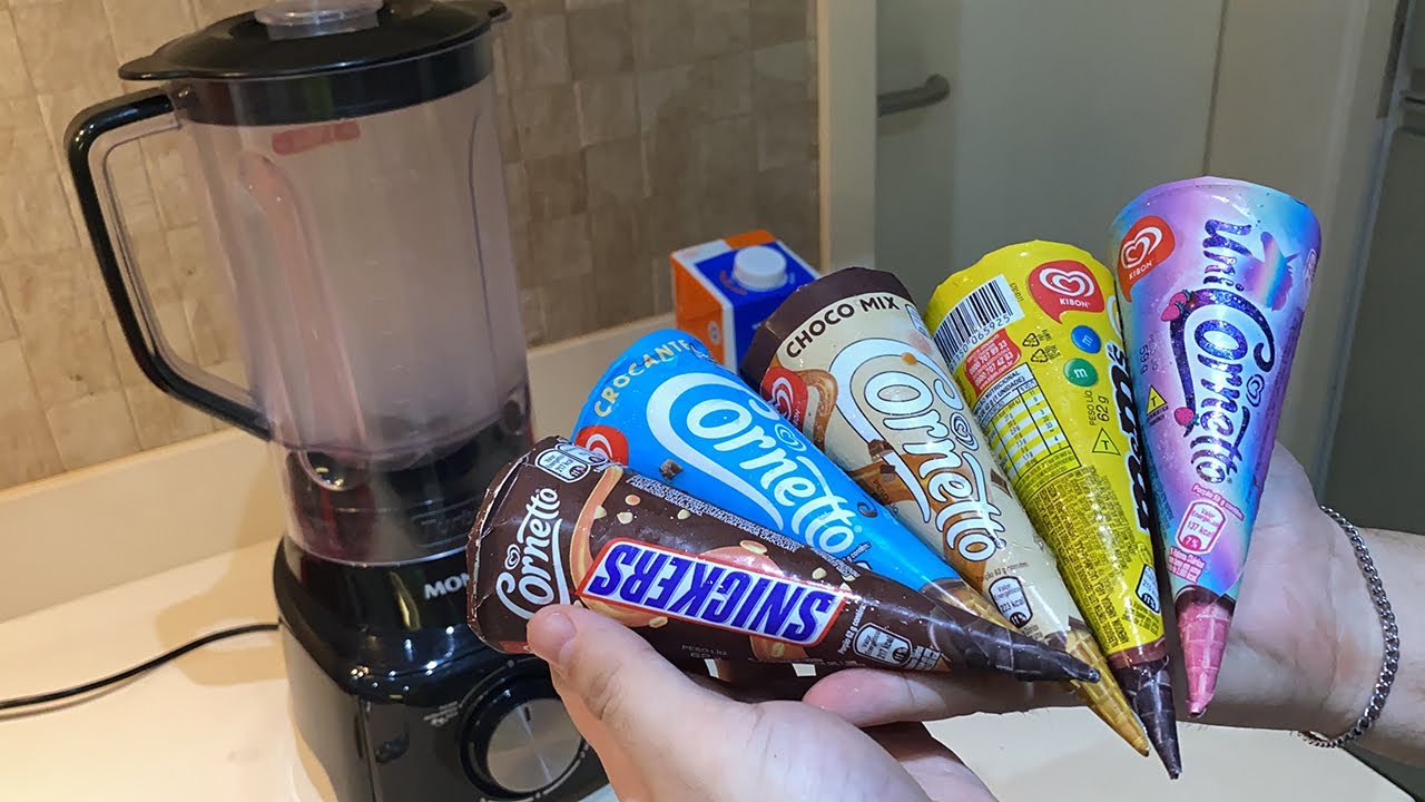 FIZ UM SUPER MILKSHAKE COM TODOS OS SORVETES CORNETTOS DO MERCADO!! (ficou bom?)