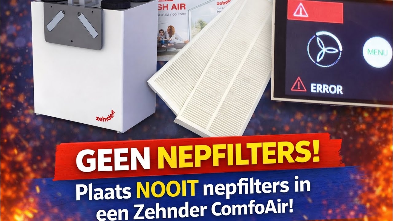 Plaats NOOIT NEPFILTERS in een Zehnder Comfoair!