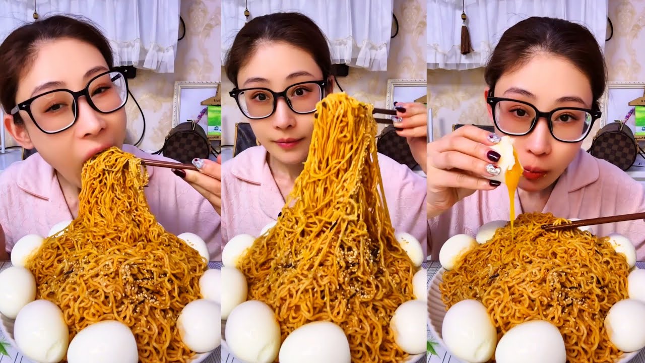 Spicy Eating Mukbang Chinese Food Noodles, Eggs🌶️ (chewy sounds) ASMR Chinese Foods 吃播 吃 Mukbang