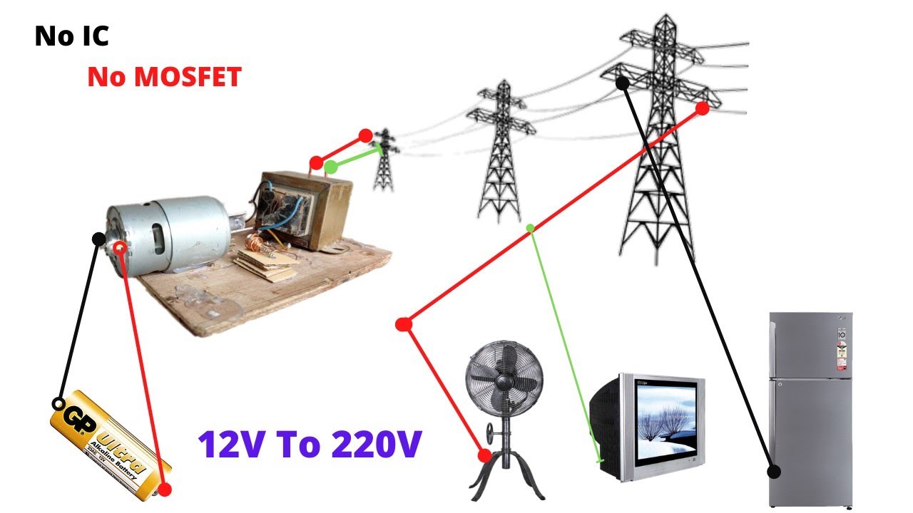 How To Make Inverter 12V To 220V , No MOSFET , No Ic