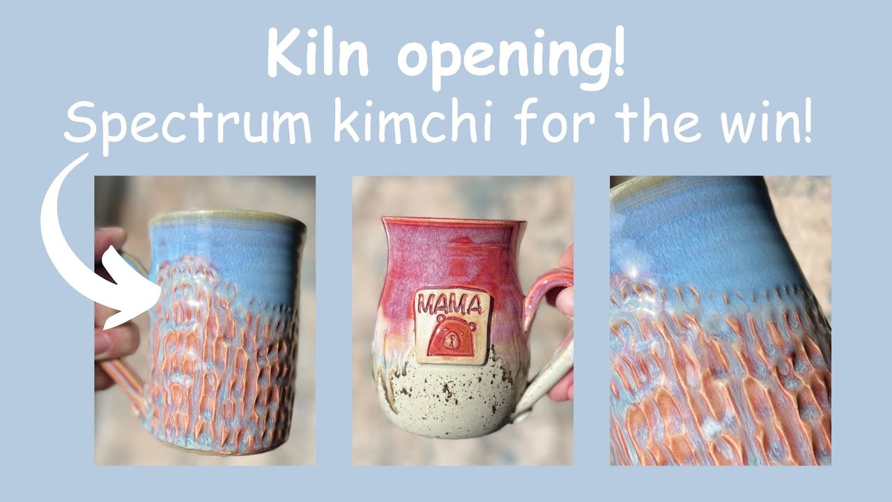 Kiln opening/unloading, glaze combinations shared, Spectrum Kimchi for the win!!