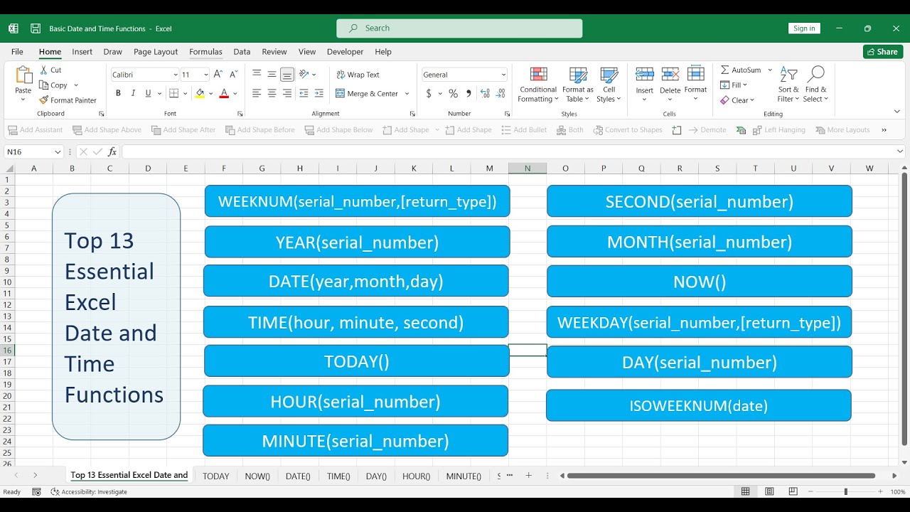 Basic Date and Time Functions in Excel - A Comprehensive Guide