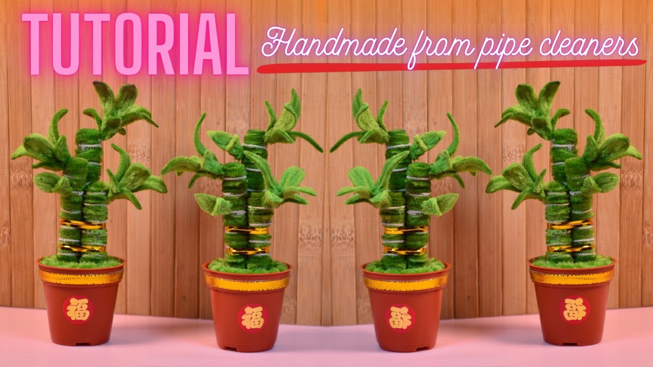 🧧🎋Learn how to make pipe cleaners Lucky Bamboo for Chinese New Year house decoration