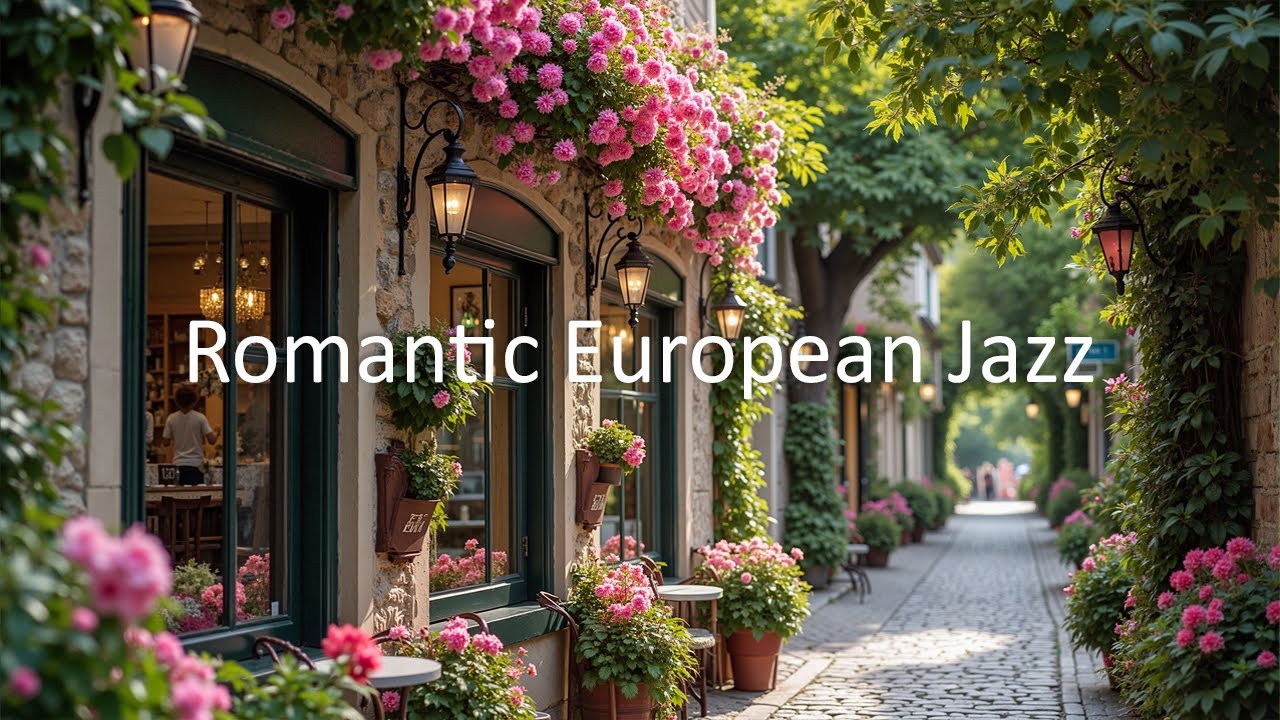 Romantic European Flower Street Jazz 🌸☕ Smooth Cafe Jazz with Old Town Ambience for Relax, Focus