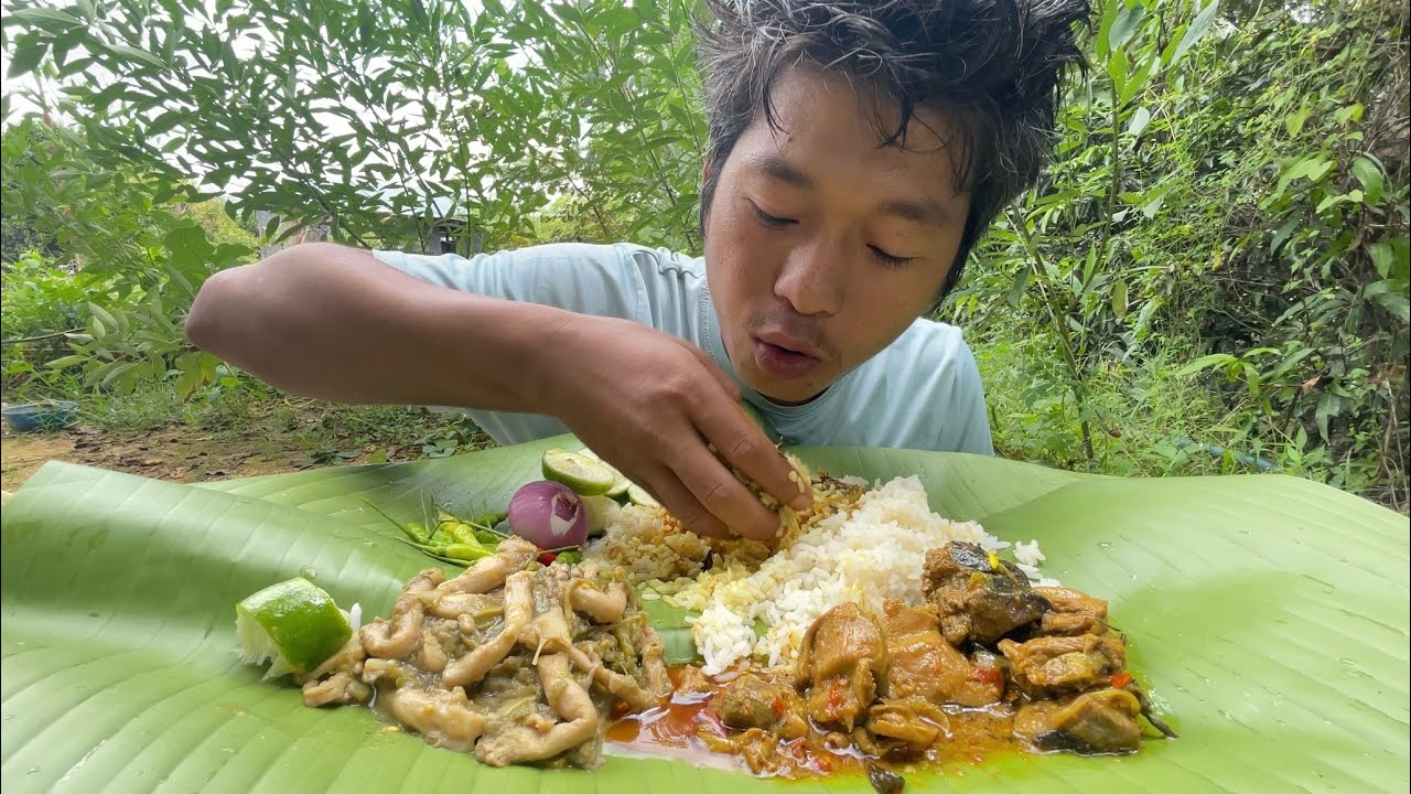 Delicious chicken gizzards,fresh mushrooms spicy chili onion,  🤤#villagecooking1  #food #mukbang 