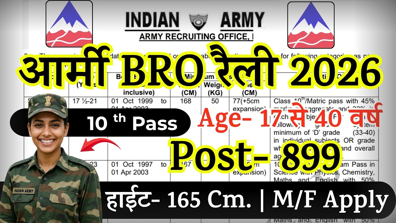 Army BRO Recruitment 2026 Notification | Army BRO New Vacancy 2026 | Bharti May Jobs |10th Pass