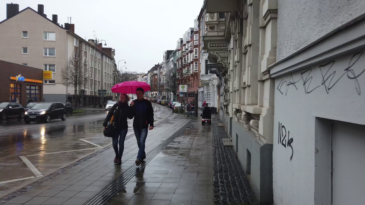 Aachen boring rainy walk through, Germany, Germany back street - walking tour