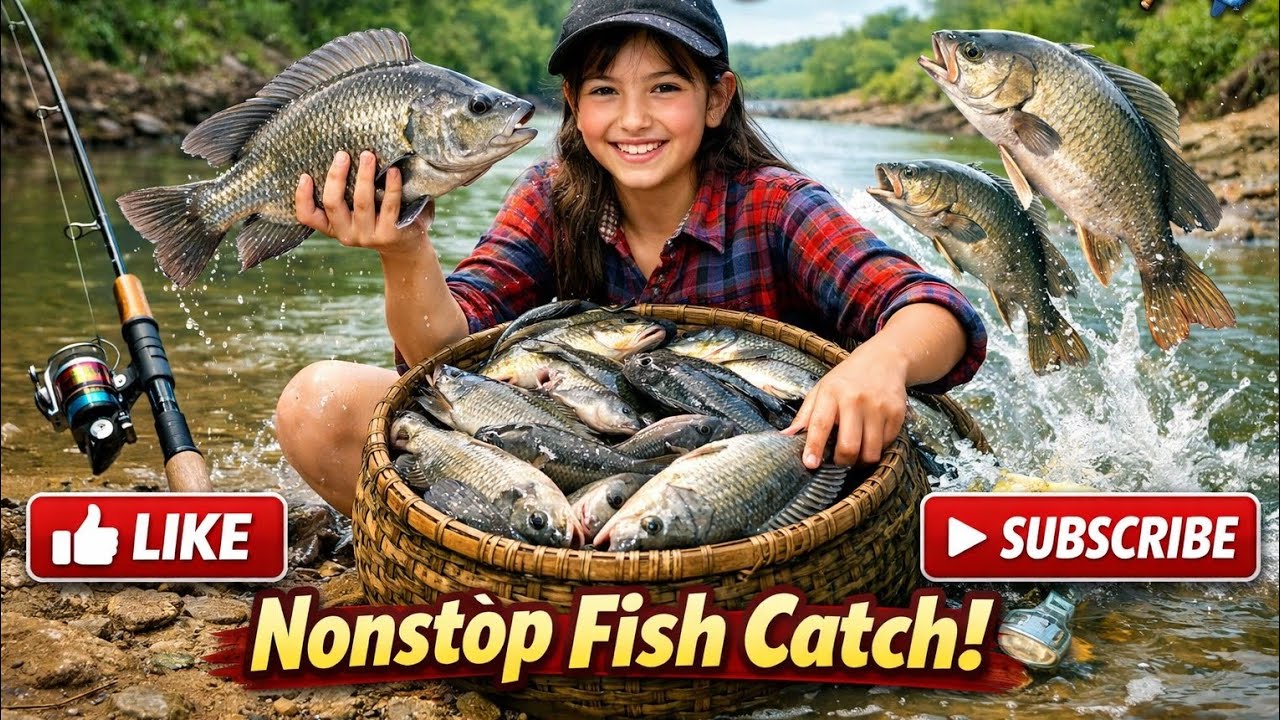 Talented Girl Fishing Like a Pro — Nonstop Fish Catch! 🎣🐟#fishing 
