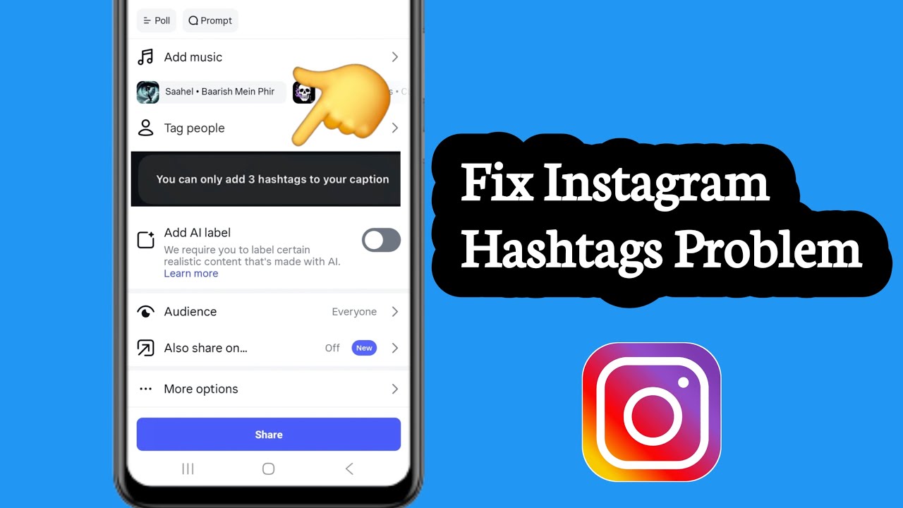 Instagram Hashtag Problem | Fix You can only add 3 hashtags to your caption On Instagram